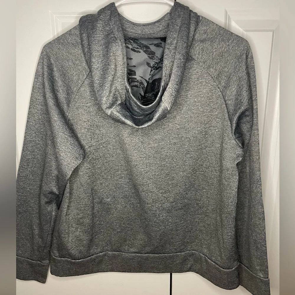 Kids XL Nike scuba neck pullover hoodie gray w/ black pattern swoosh